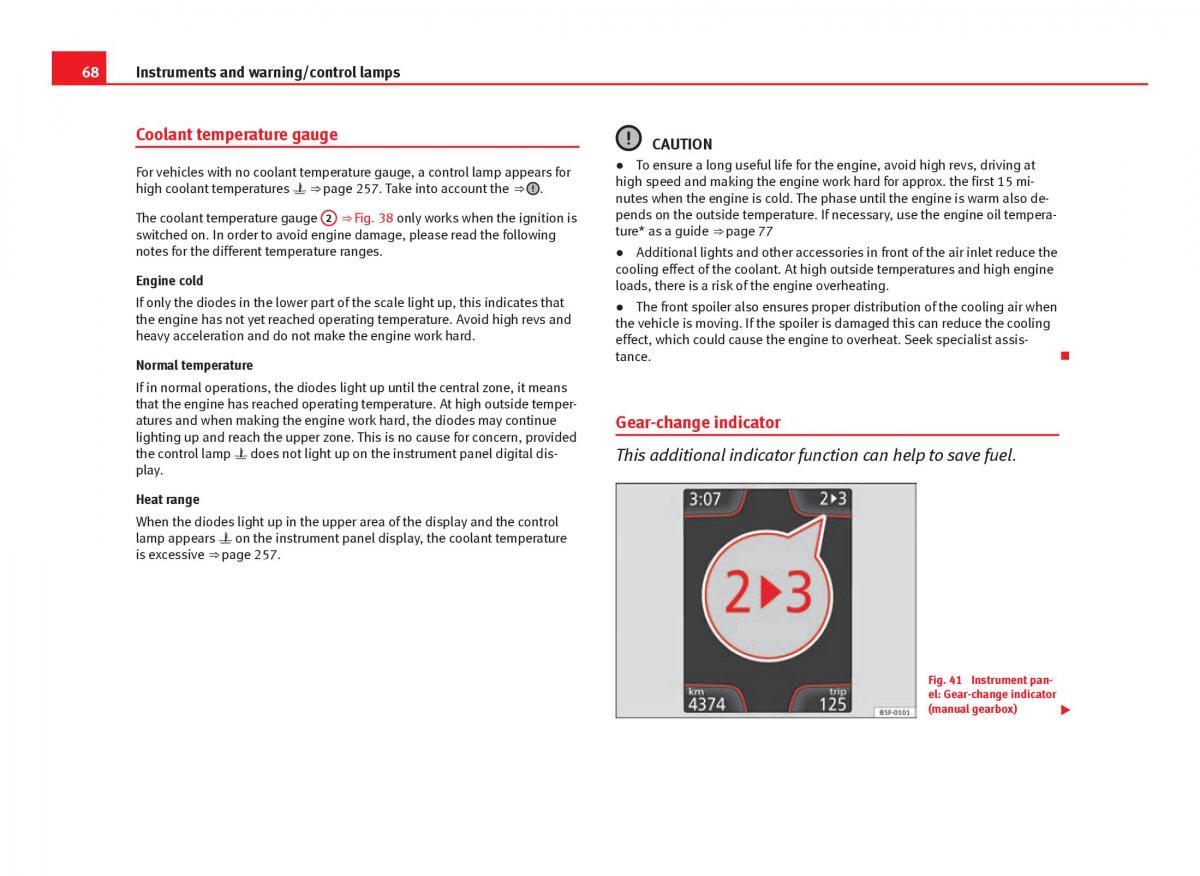 Seat Leon III 3 owners manual / page 70