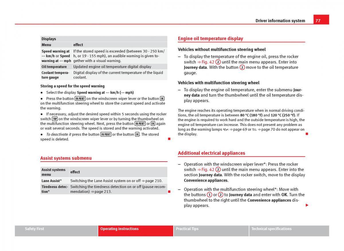 Seat Leon III 3 owners manual / page 79