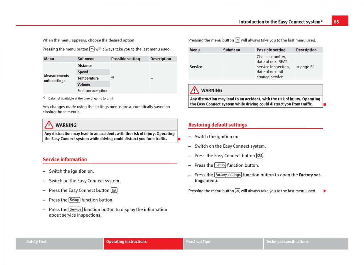 Seat Leon III 3 owners manual / page 87