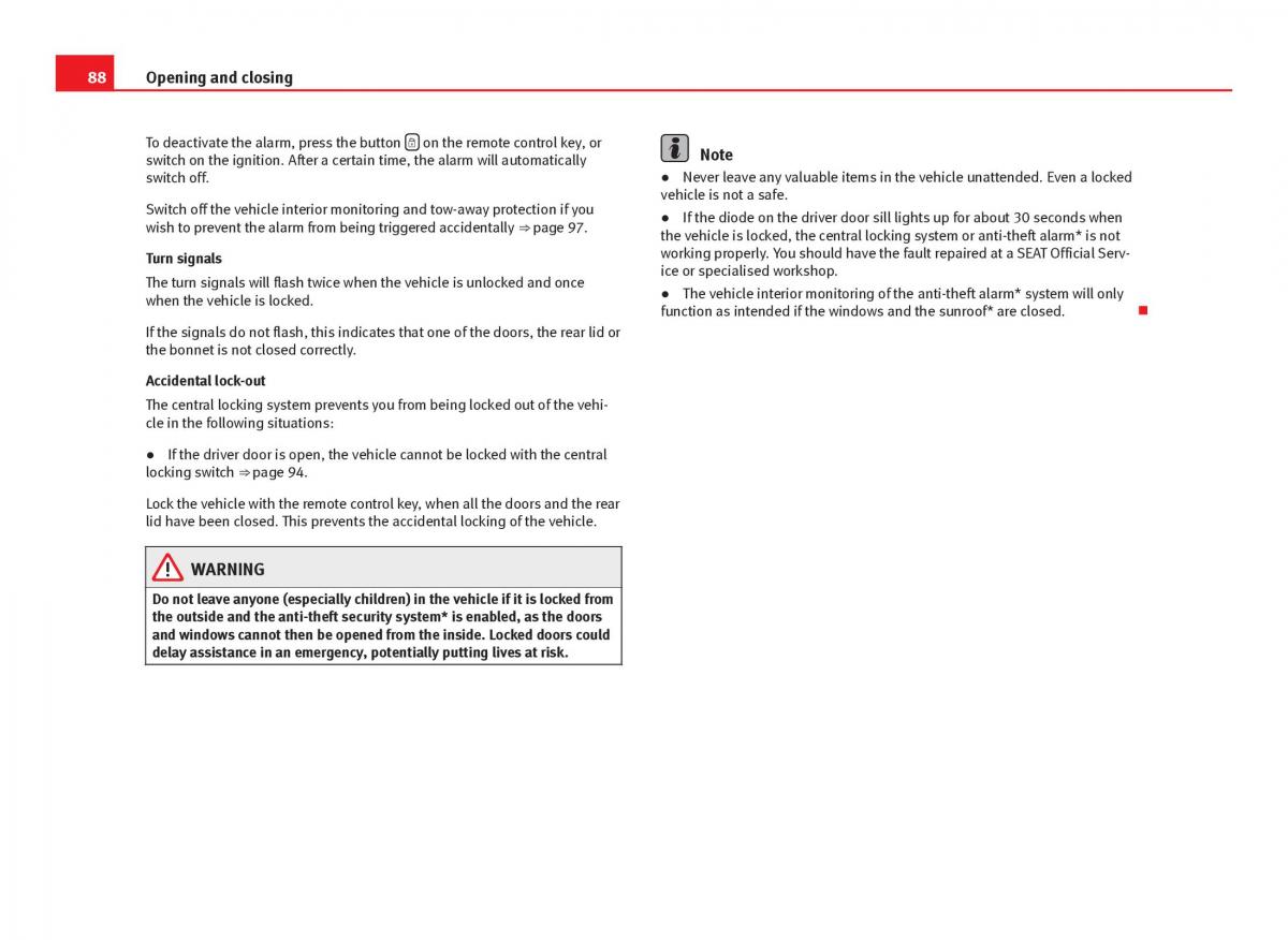 Seat Leon III 3 owners manual / page 90