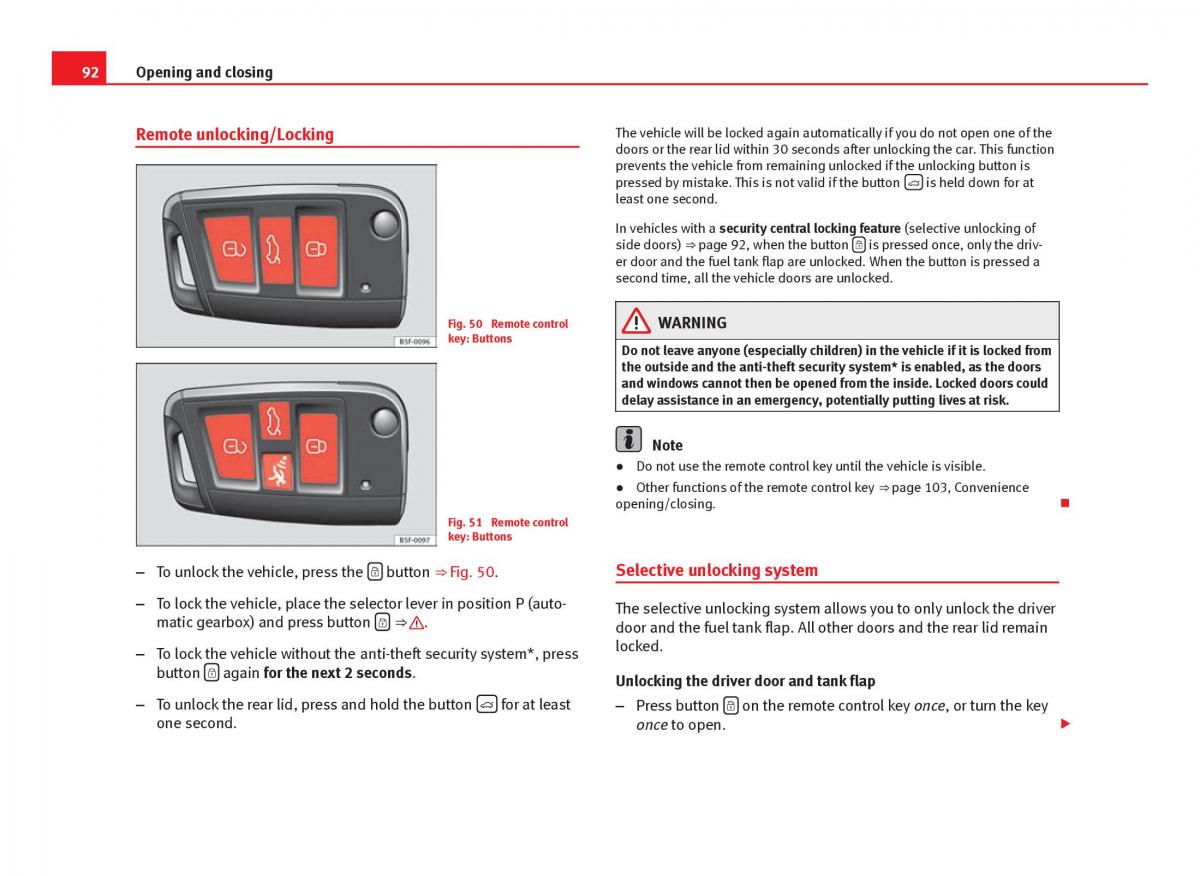 Seat Leon III 3 owners manual / page 94