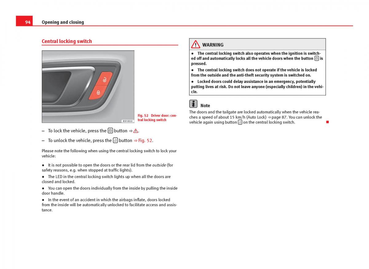 Seat Leon III 3 owners manual / page 96