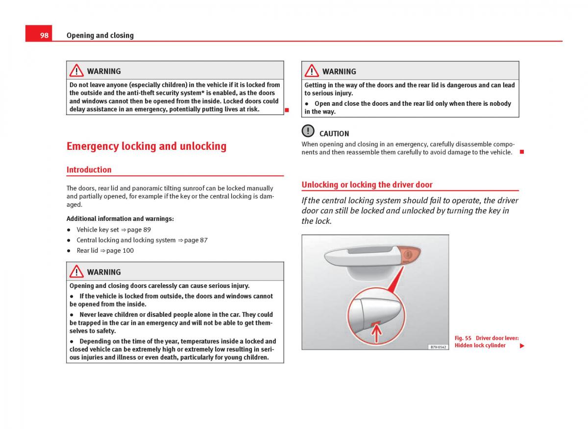 Seat Leon III 3 owners manual / page 100