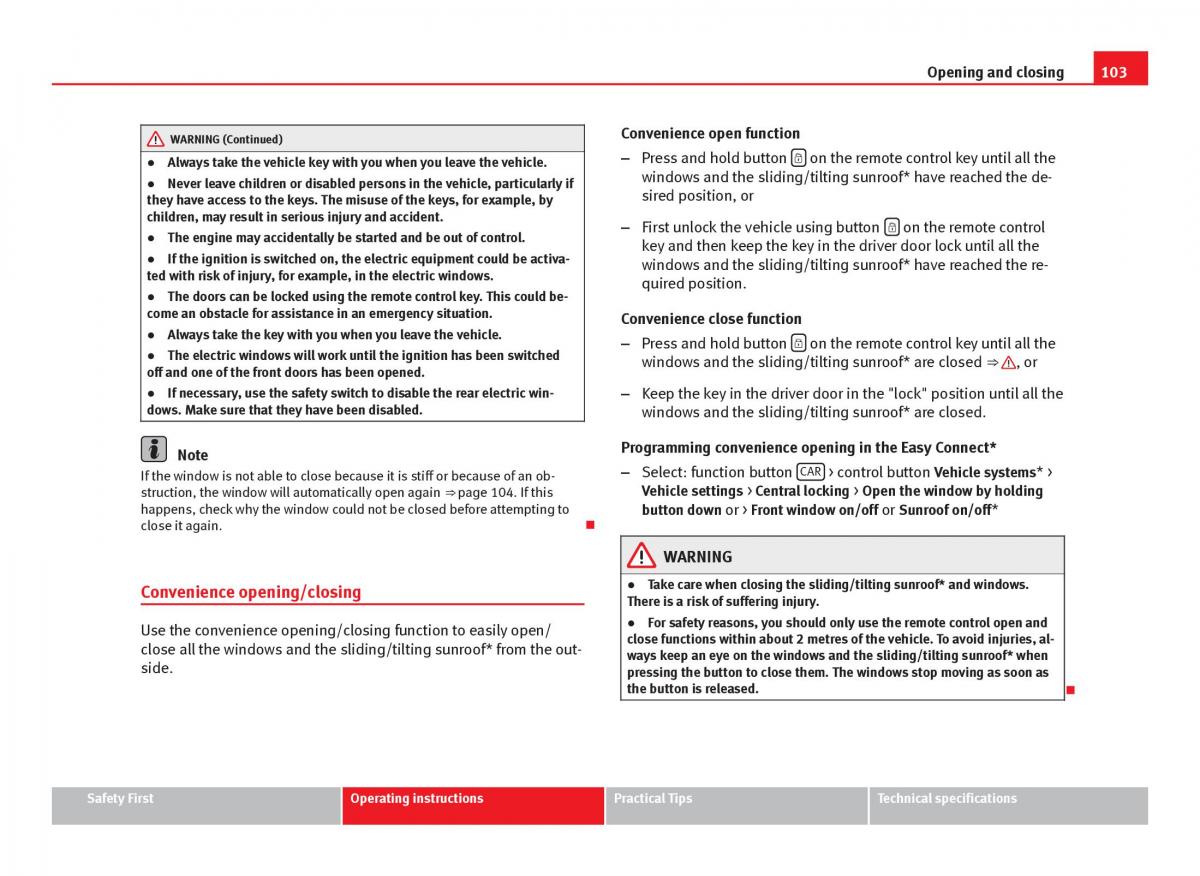 Seat Leon III 3 owners manual / page 105