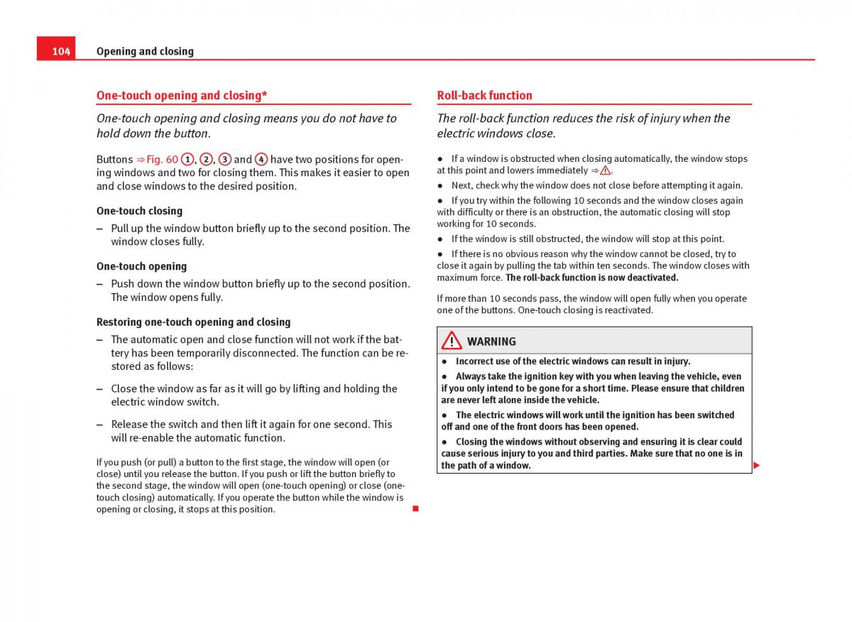 Seat Leon III 3 owners manual / page 106