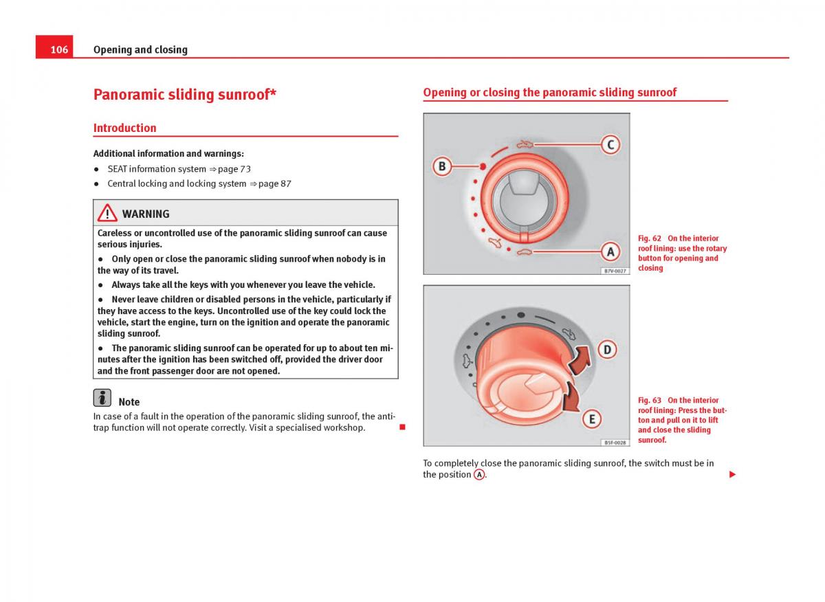 Seat Leon III 3 owners manual / page 108