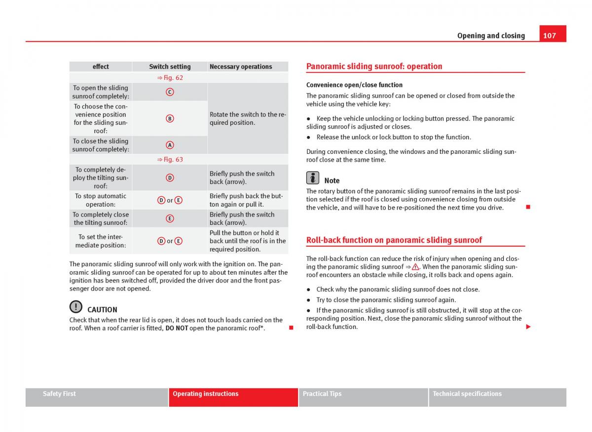 Seat Leon III 3 owners manual / page 109