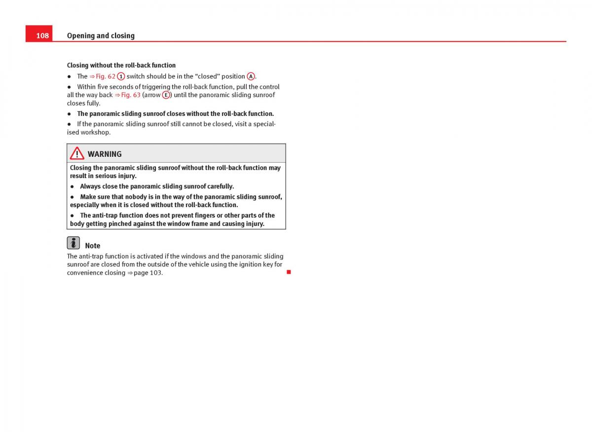 Seat Leon III 3 owners manual / page 110