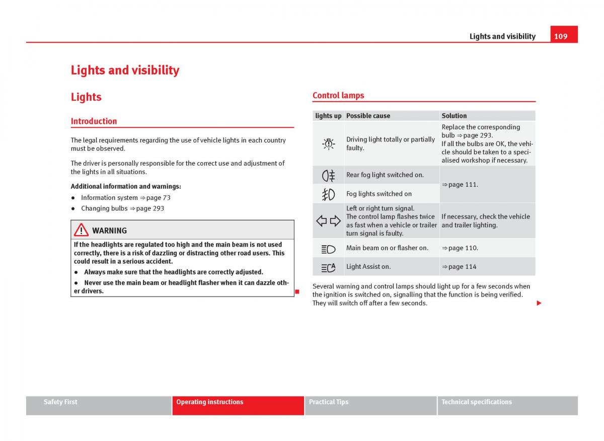 Seat Leon III 3 owners manual / page 111