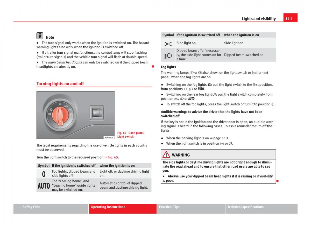 Seat Leon III 3 owners manual / page 113