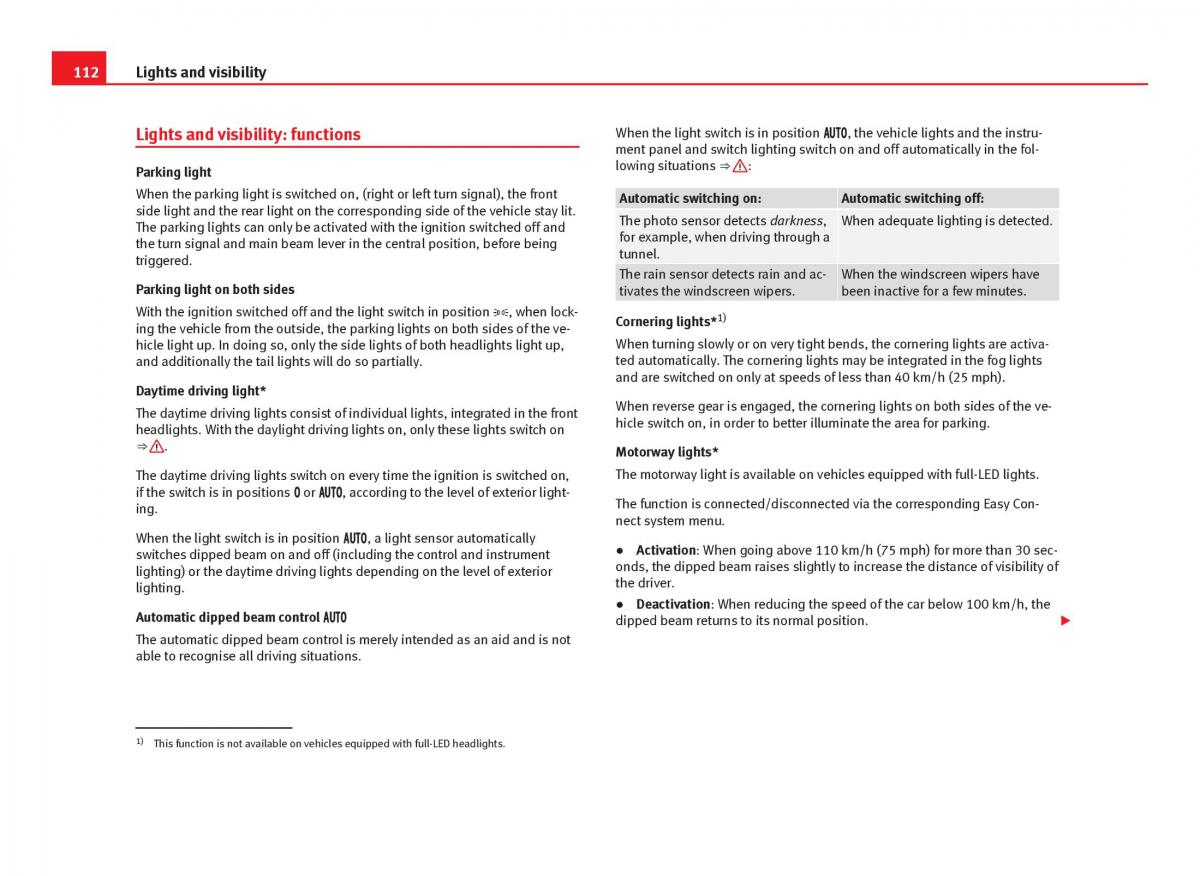 Seat Leon III 3 owners manual / page 114