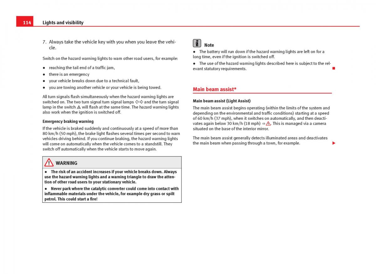 Seat Leon III 3 owners manual / page 116