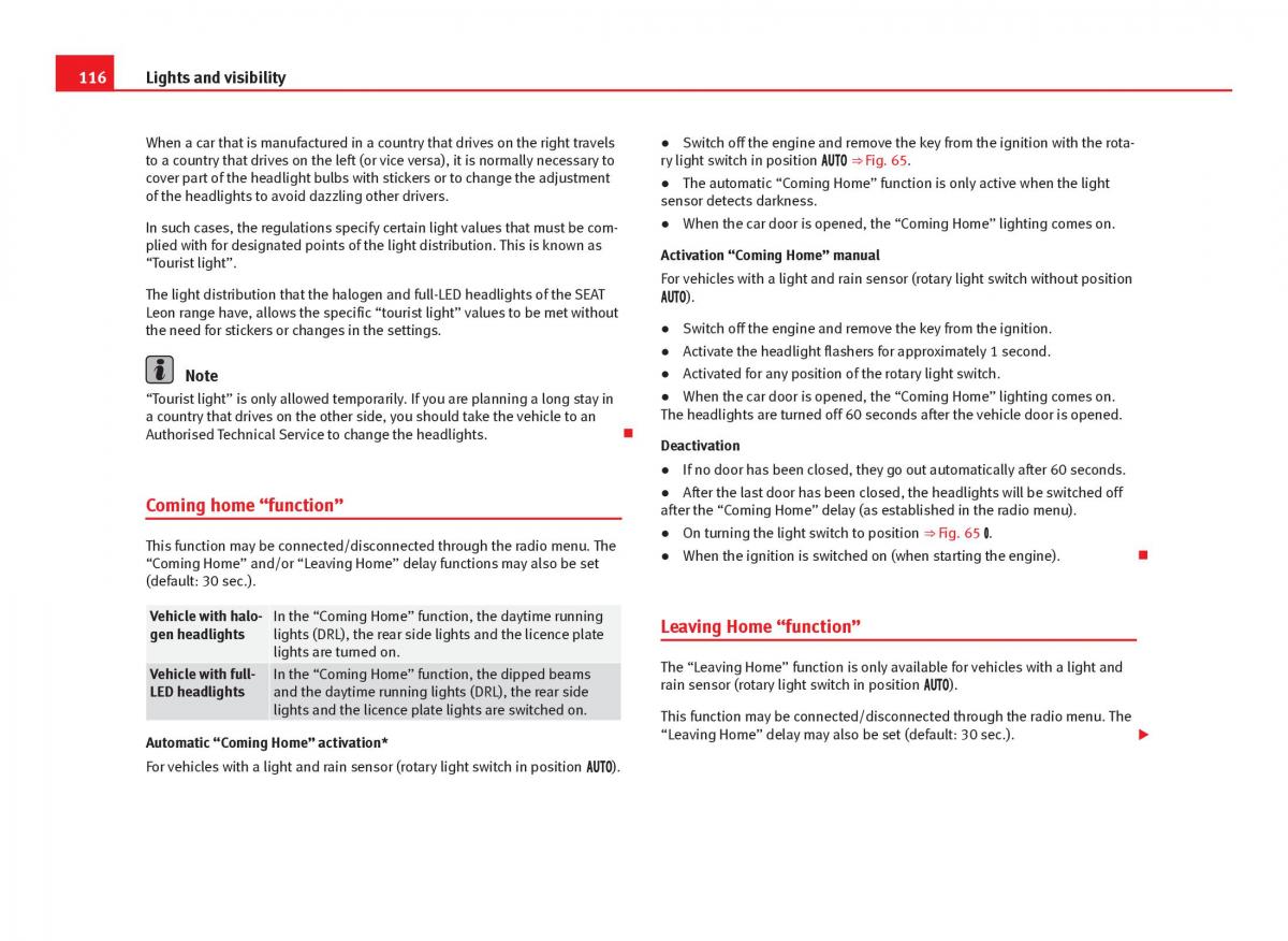 Seat Leon III 3 owners manual / page 118