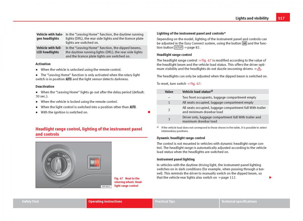 Seat Leon III 3 owners manual / page 119