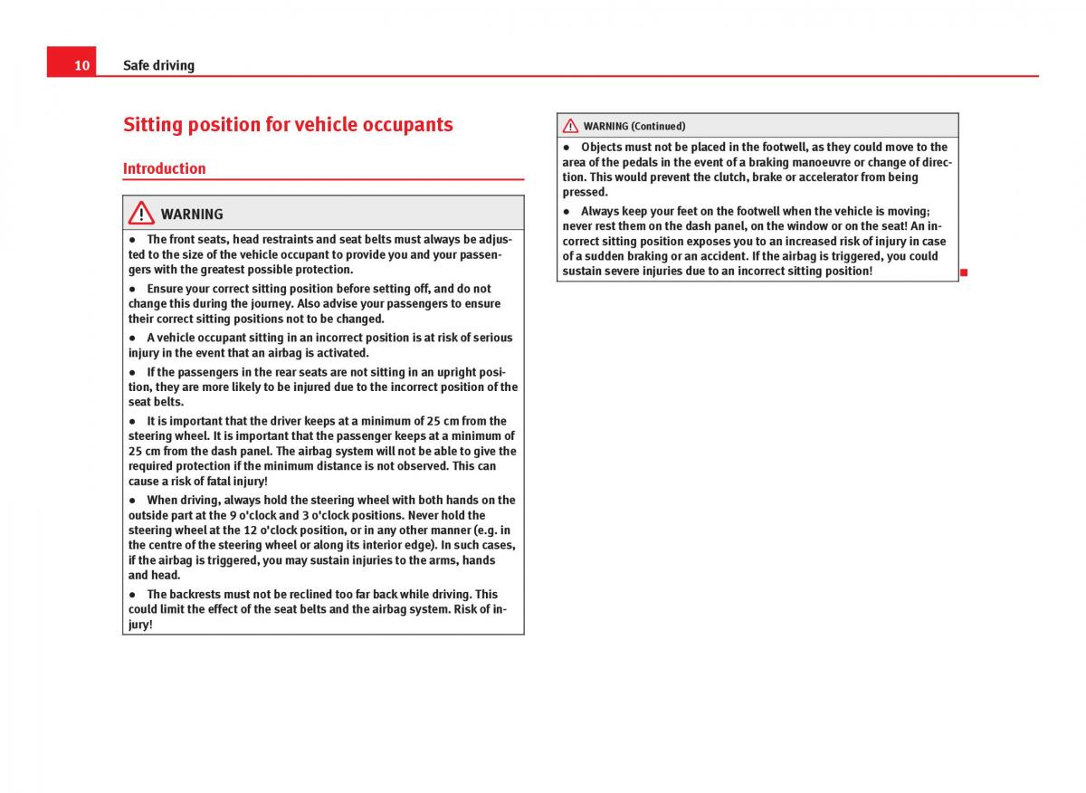 Seat Leon III 3 owners manual / page 12