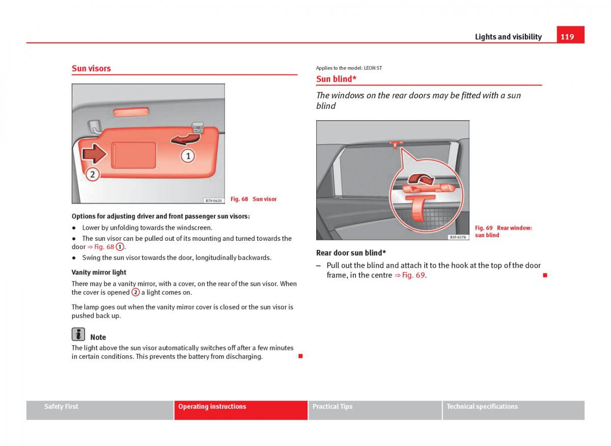 Seat Leon III 3 owners manual / page 121