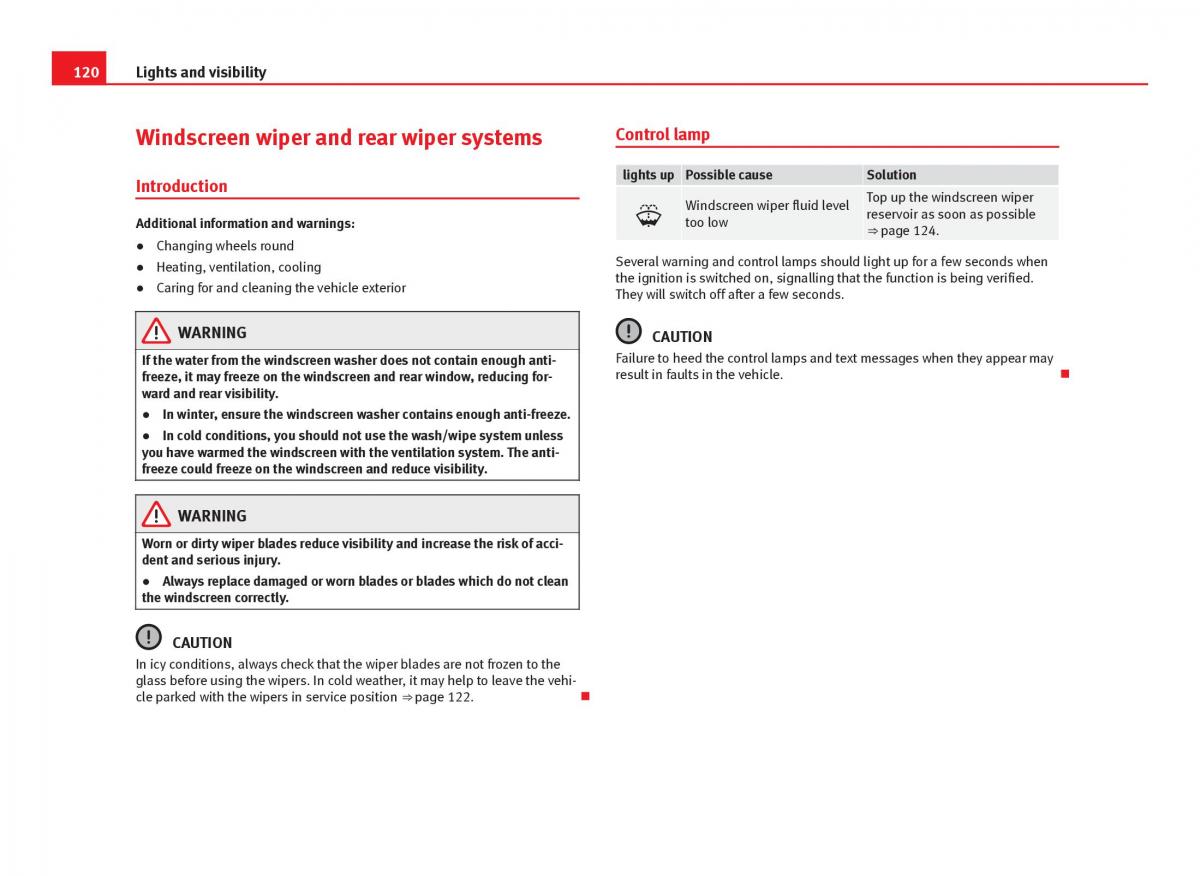 Seat Leon III 3 owners manual / page 122