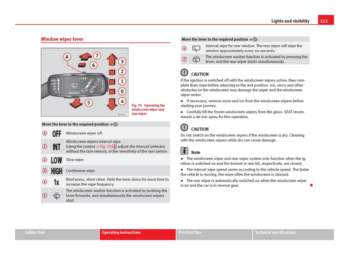 Seat Leon III 3 owners manual / page 123