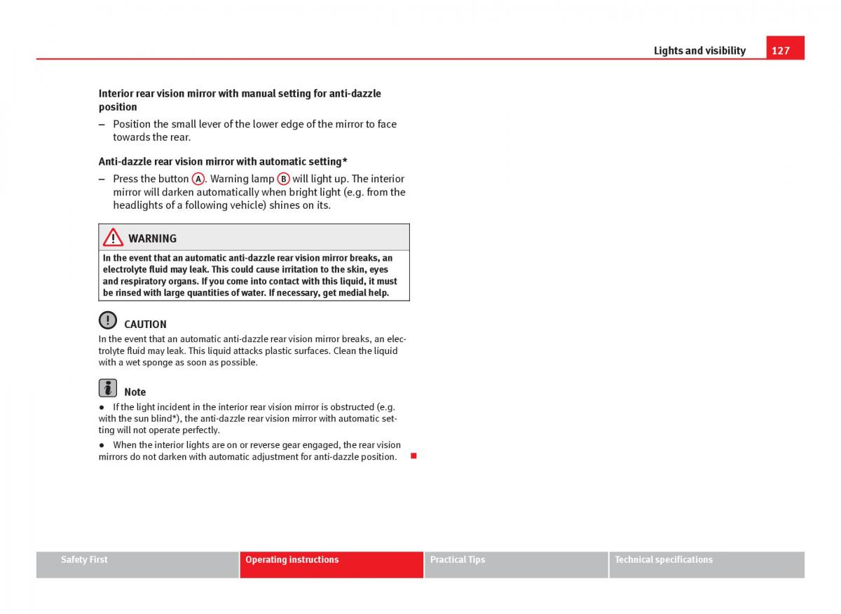 Seat Leon III 3 owners manual / page 129