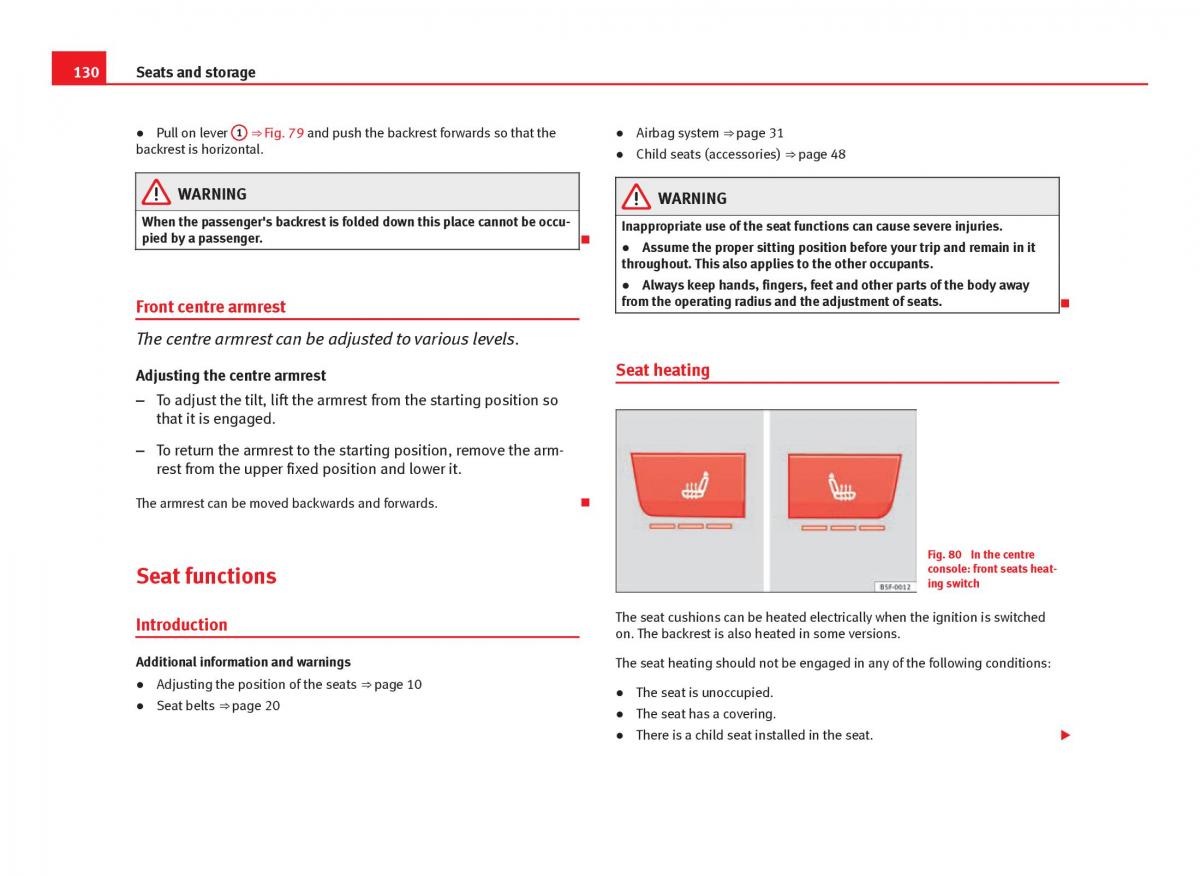 Seat Leon III 3 owners manual / page 132