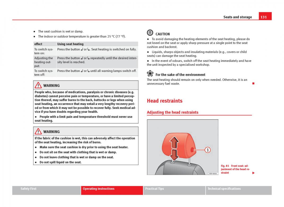 Seat Leon III 3 owners manual / page 133