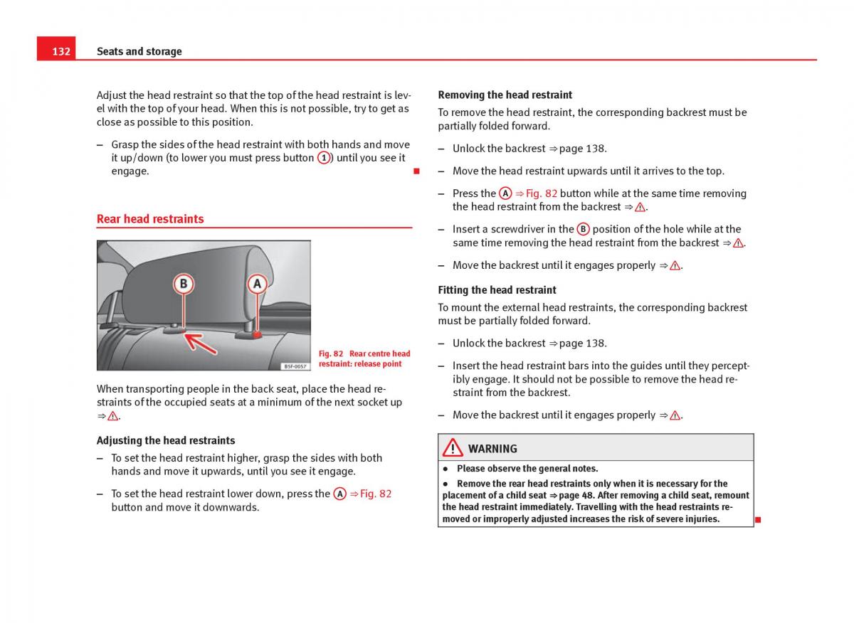 Seat Leon III 3 owners manual / page 134