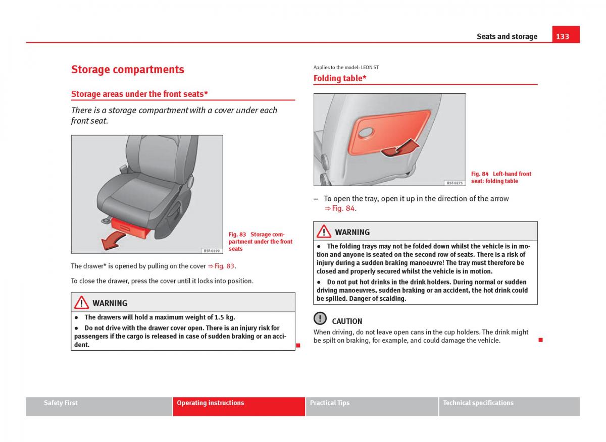 Seat Leon III 3 owners manual / page 135