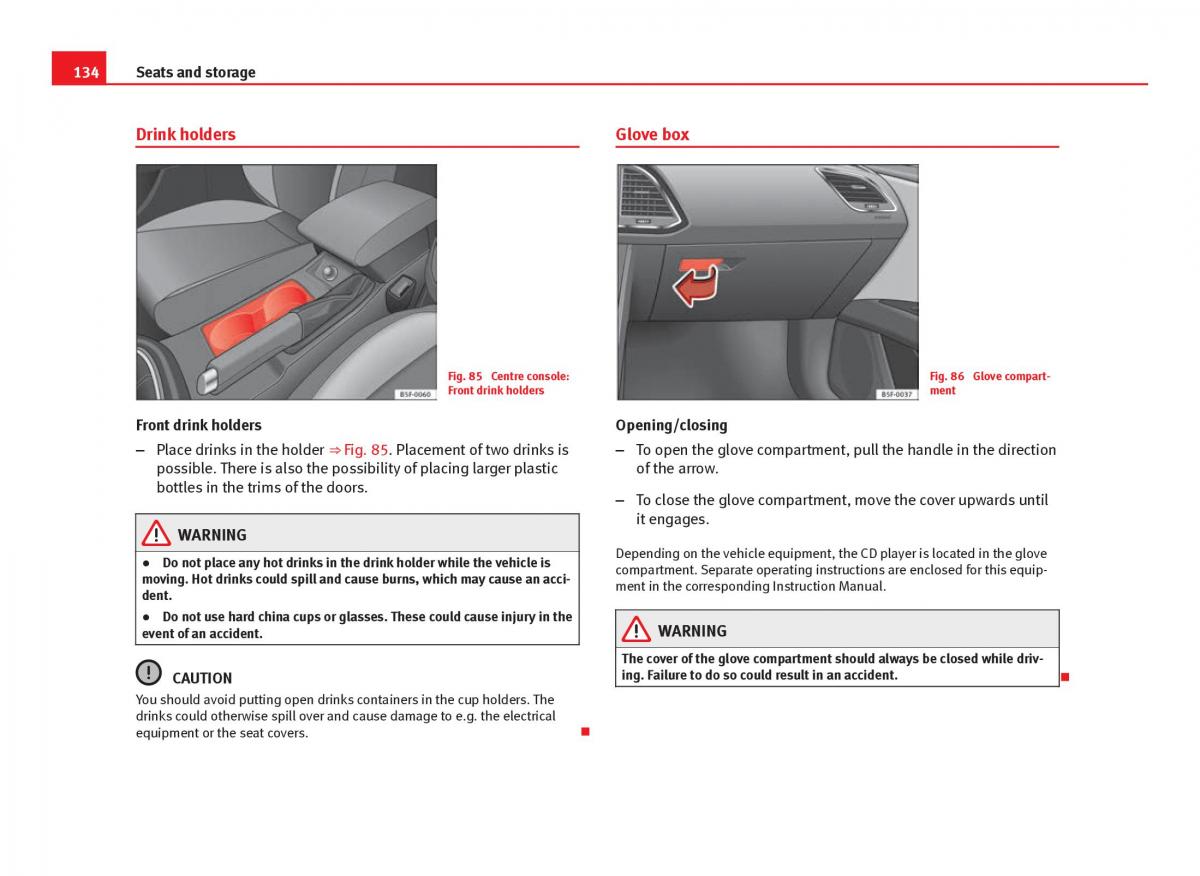 Seat Leon III 3 owners manual / page 136