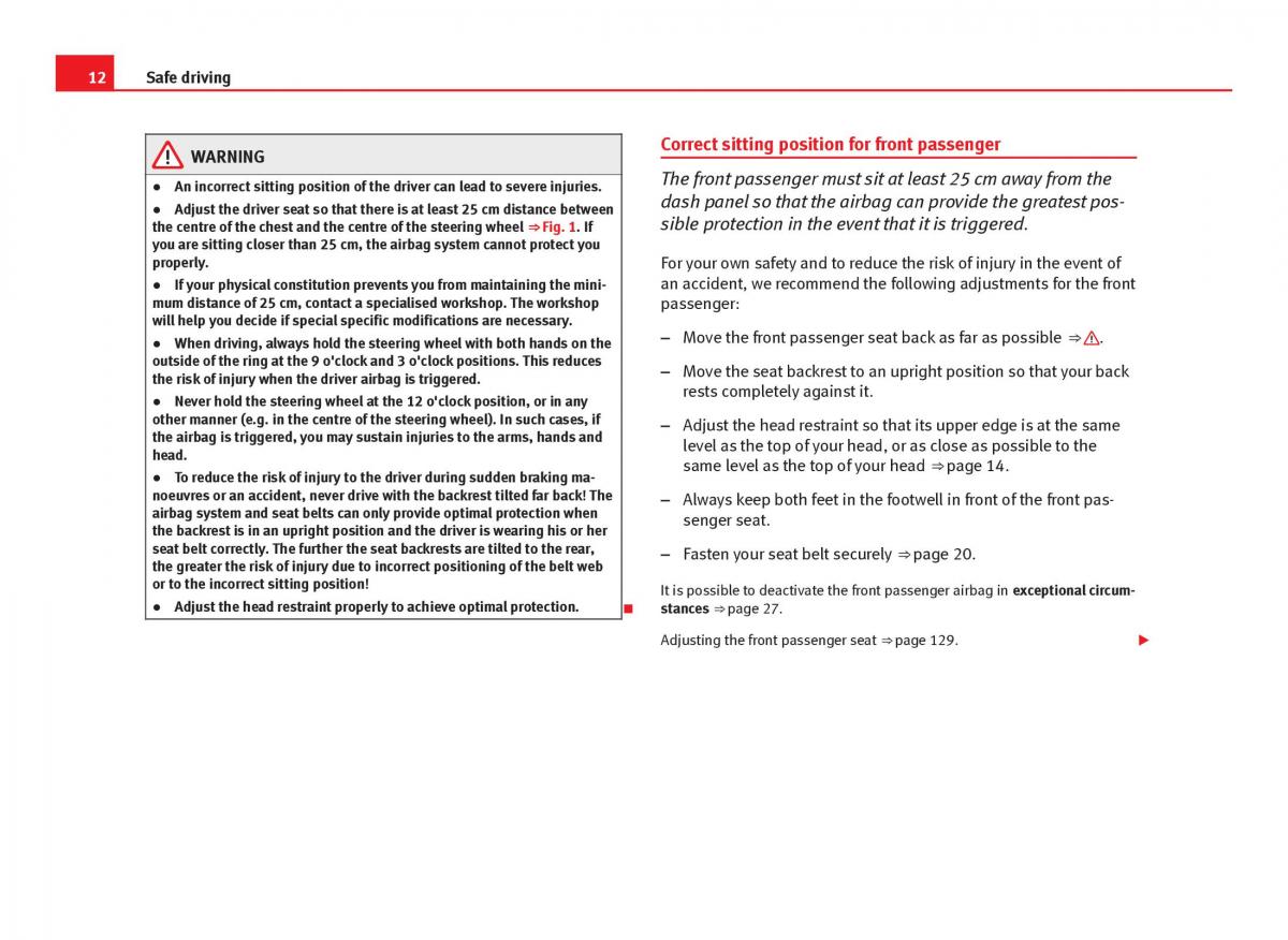 Seat Leon III 3 owners manual / page 14