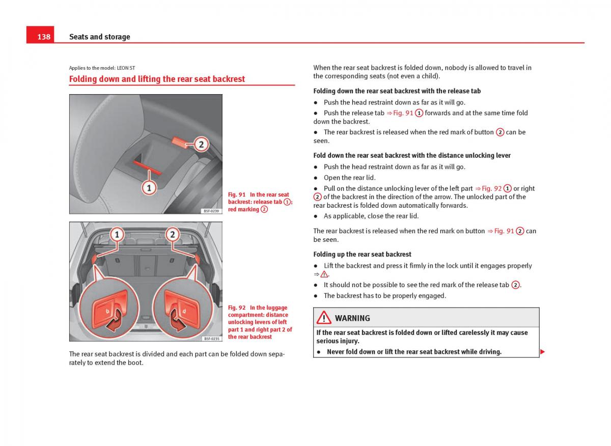 Seat Leon III 3 owners manual / page 140