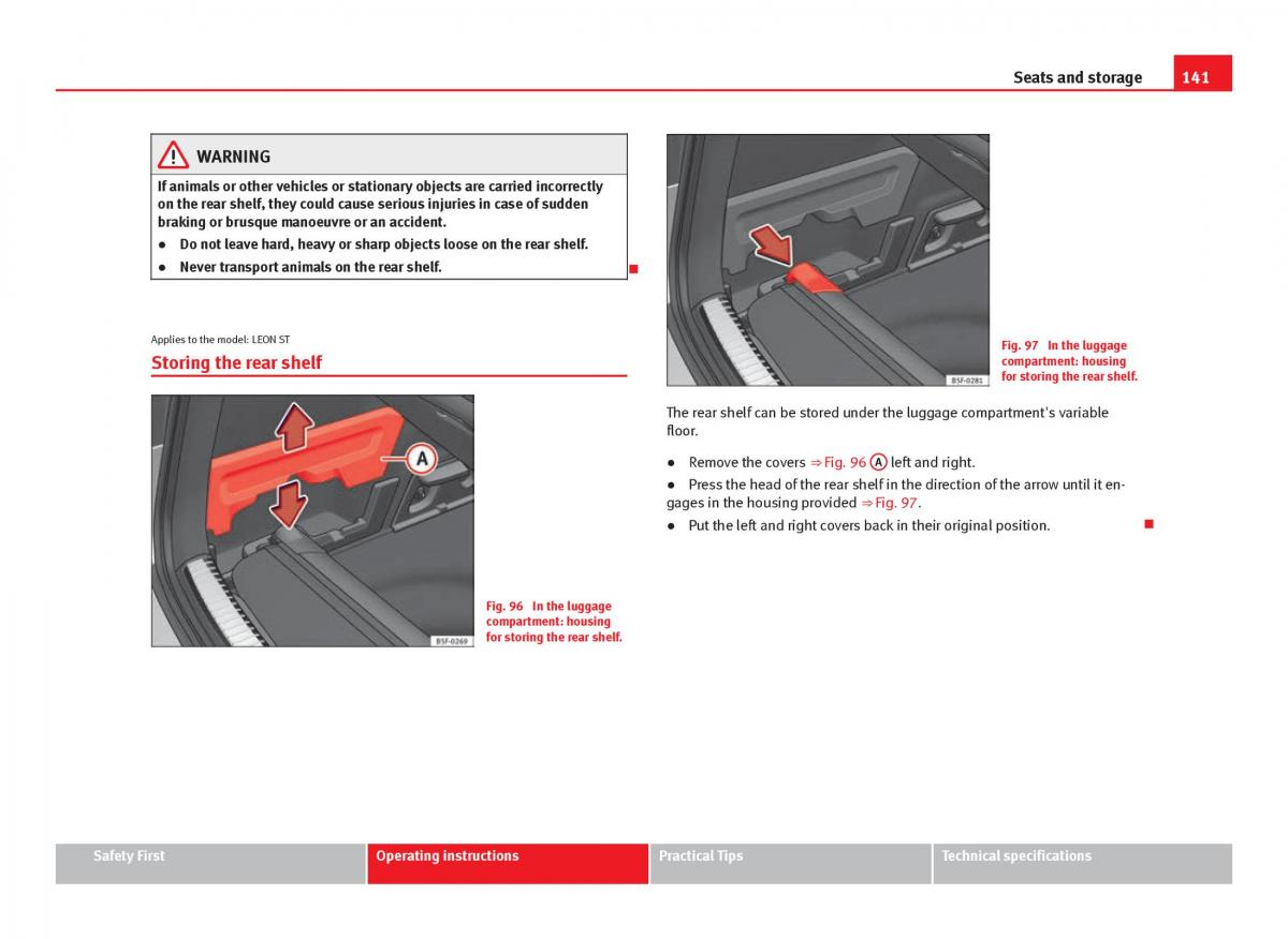 Seat Leon III 3 owners manual / page 143