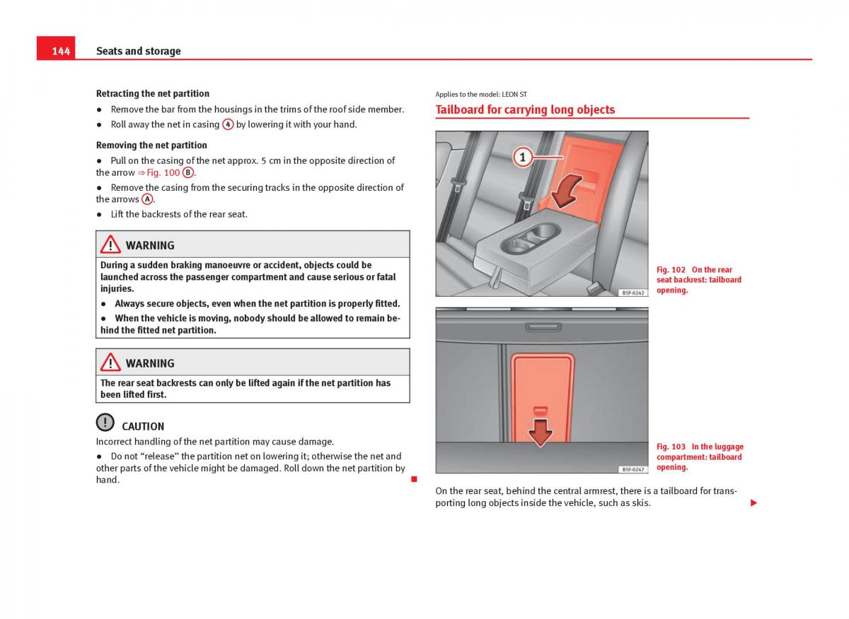 Seat Leon III 3 owners manual / page 146