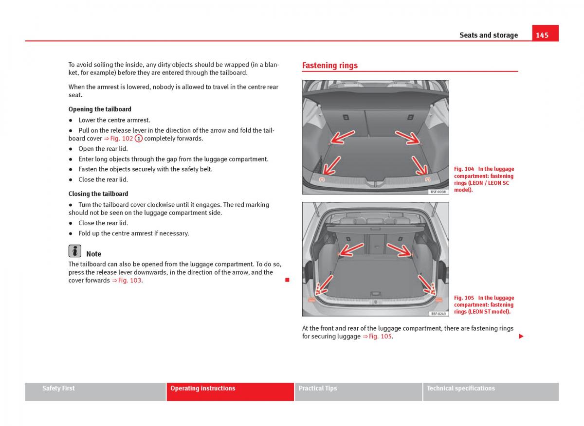 Seat Leon III 3 owners manual / page 147