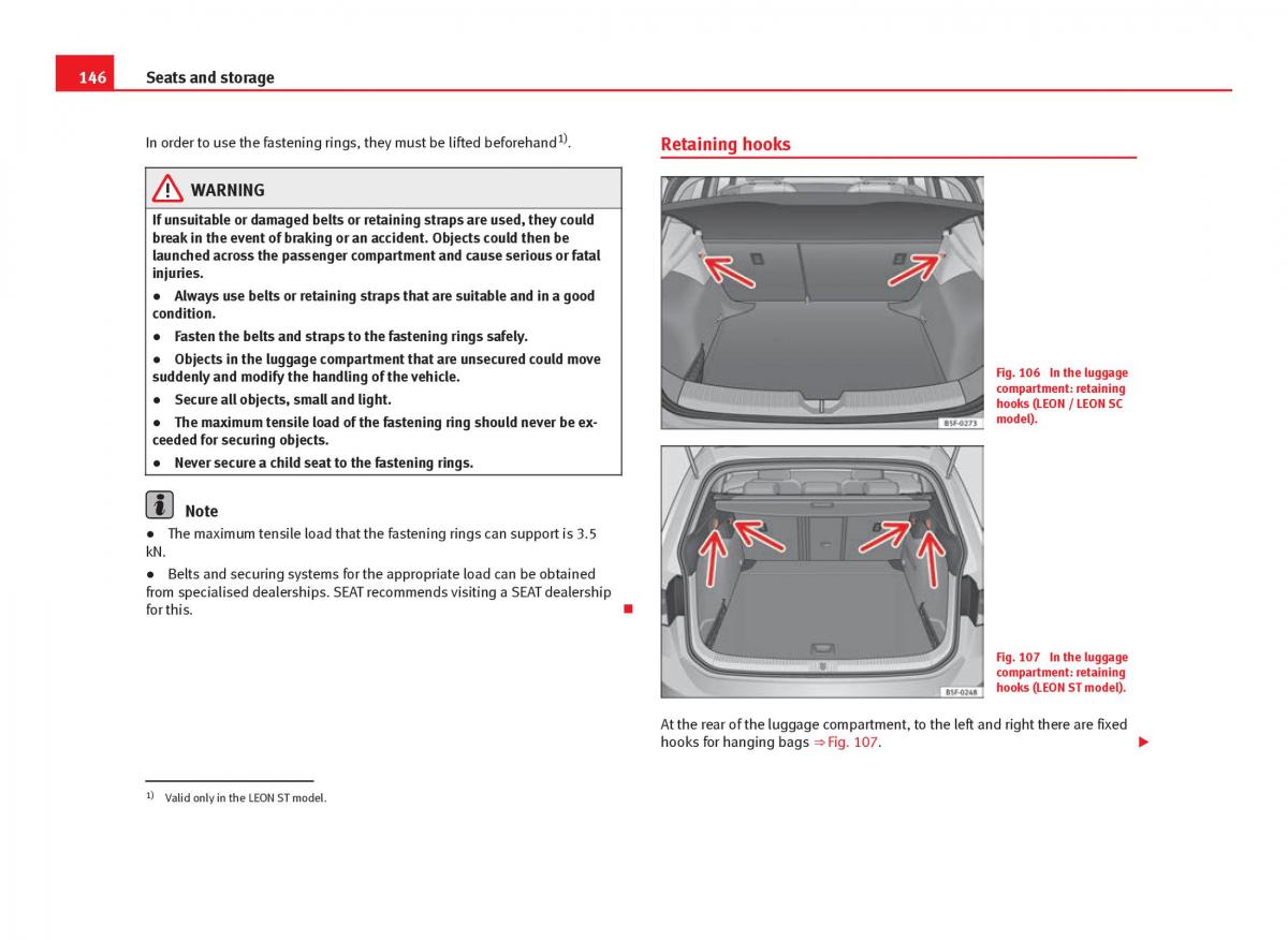 Seat Leon III 3 owners manual / page 148