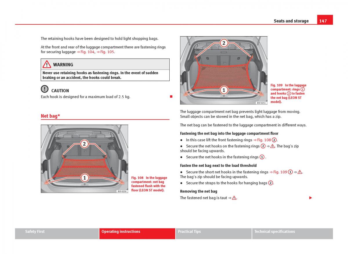 Seat Leon III 3 owners manual / page 149