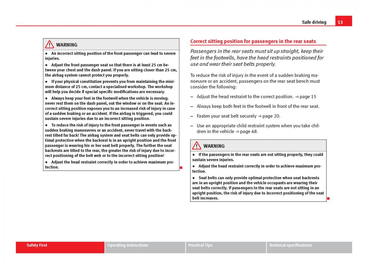 Seat Leon III 3 owners manual / page 15