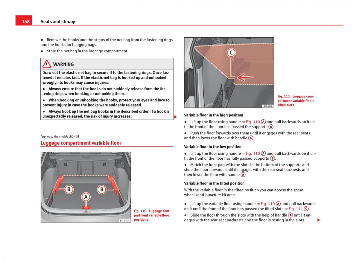 Seat Leon III 3 owners manual / page 150