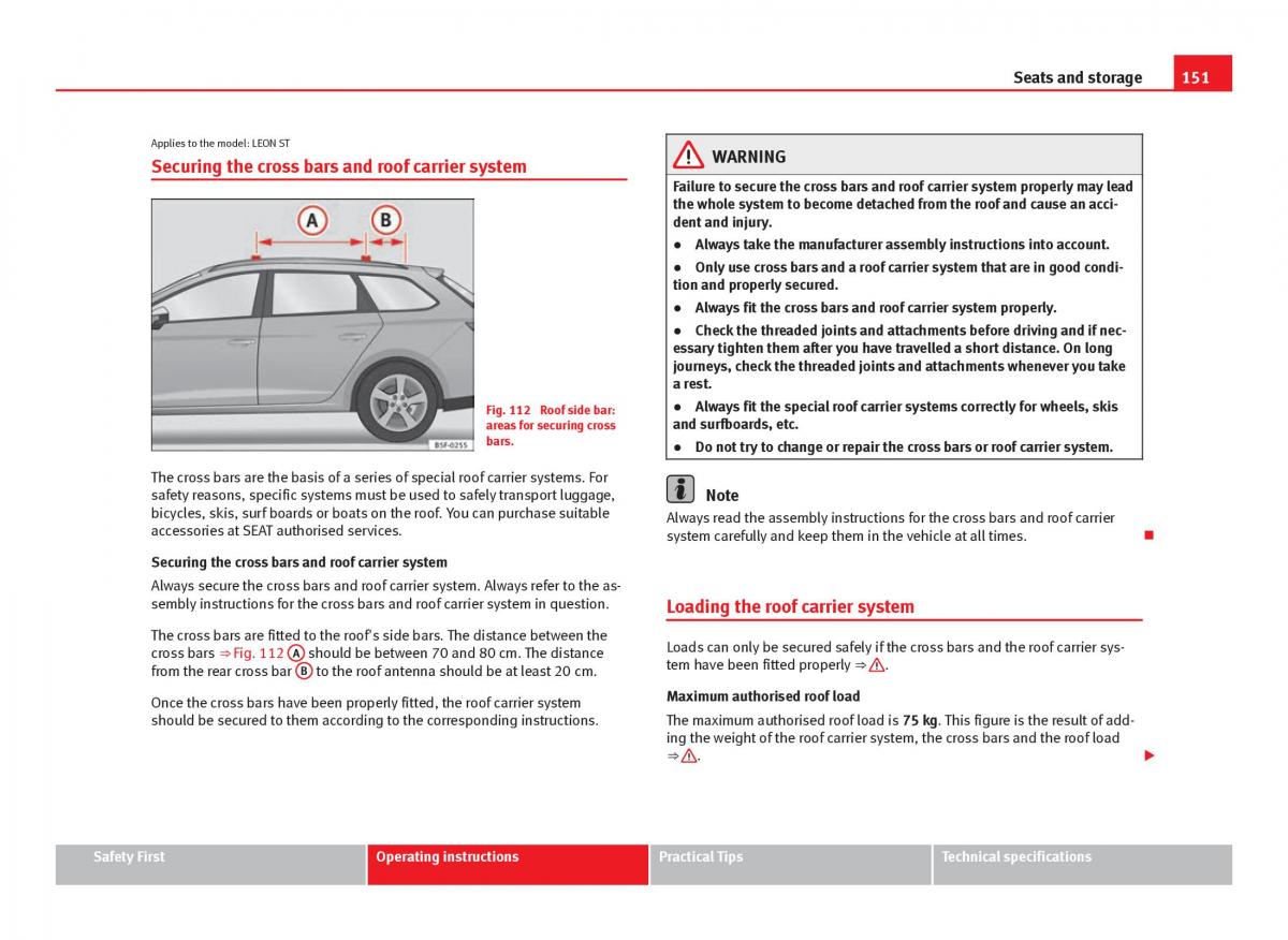 Seat Leon III 3 owners manual / page 153