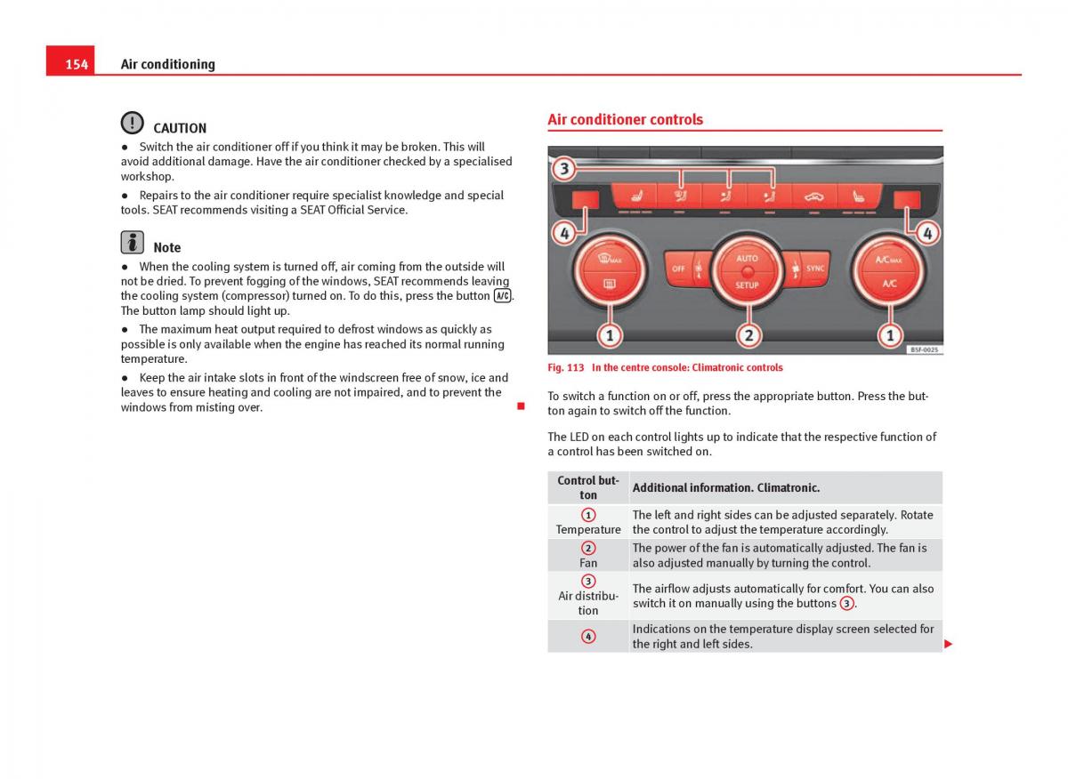 Seat Leon III 3 owners manual / page 156