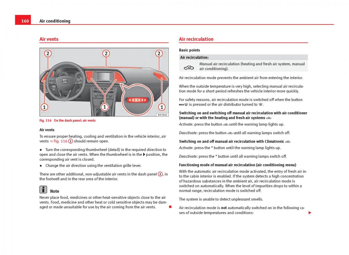 Seat Leon III 3 owners manual / page 162