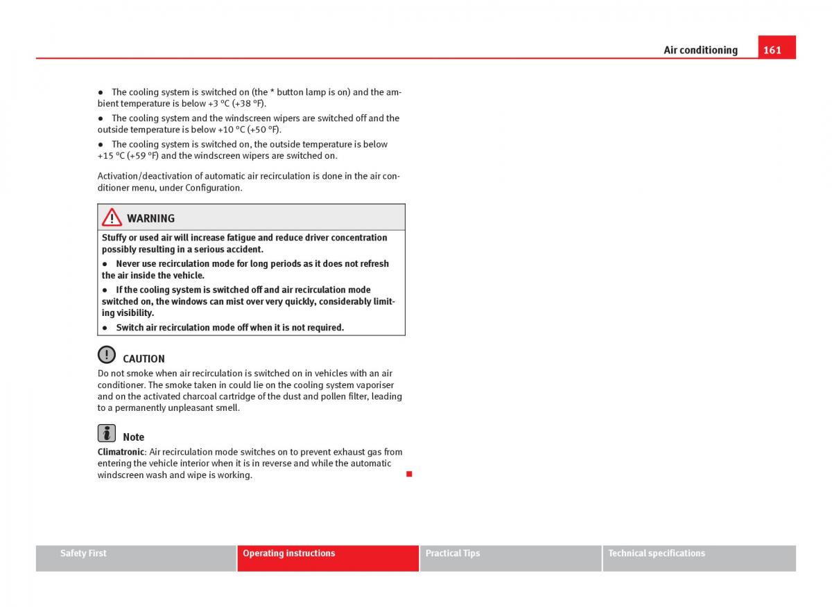 Seat Leon III 3 owners manual / page 163