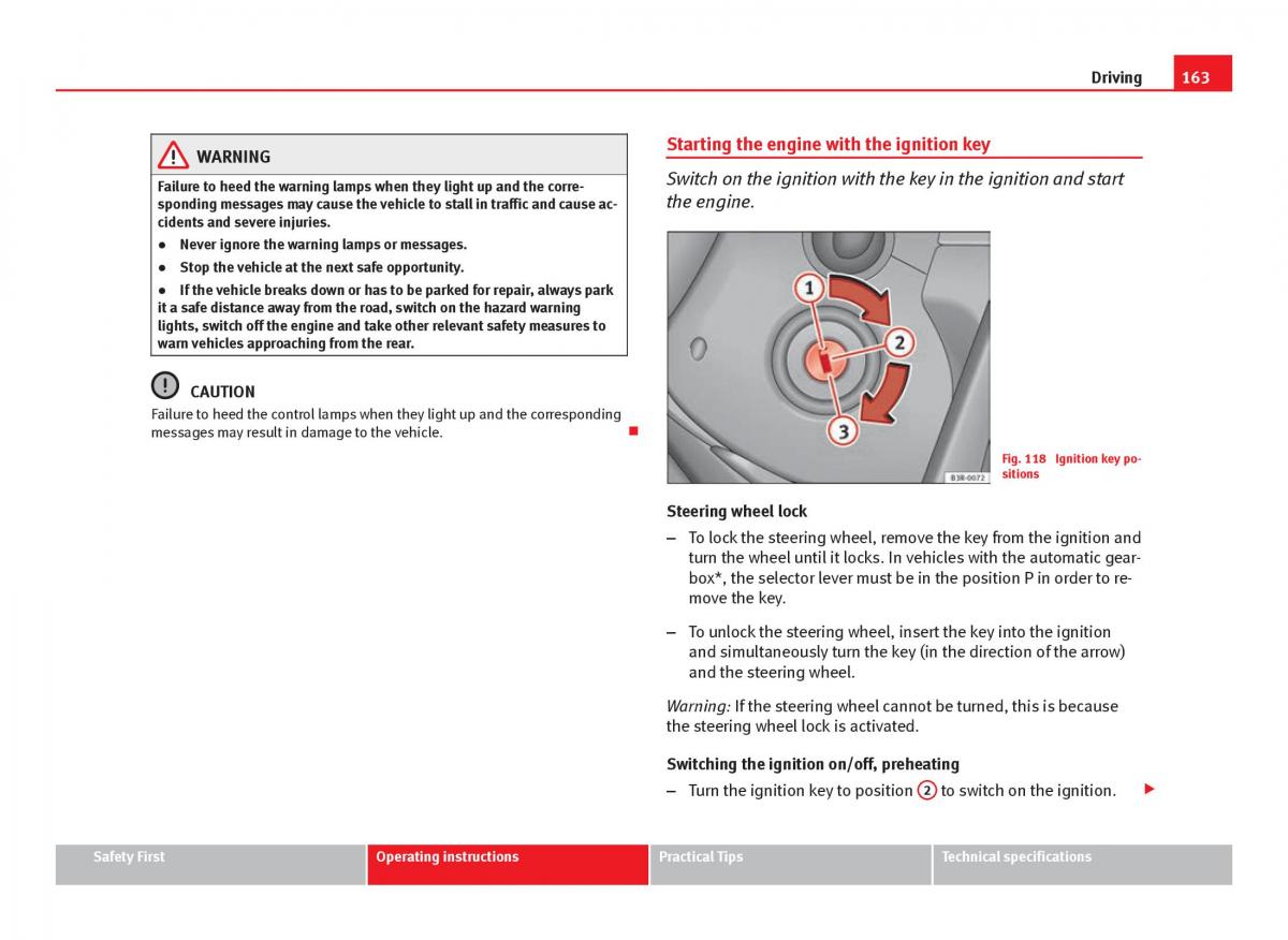 Seat Leon III 3 owners manual / page 165