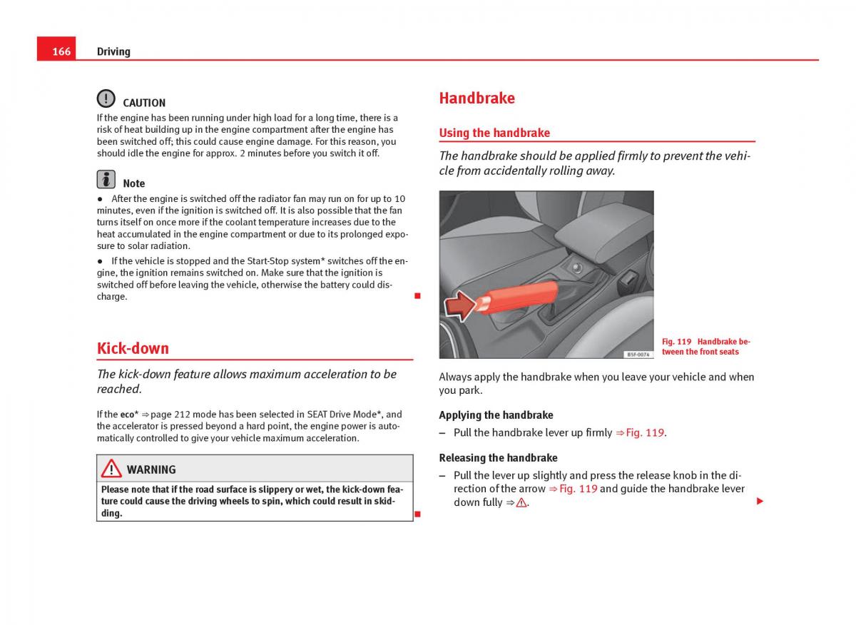 Seat Leon III 3 owners manual / page 168