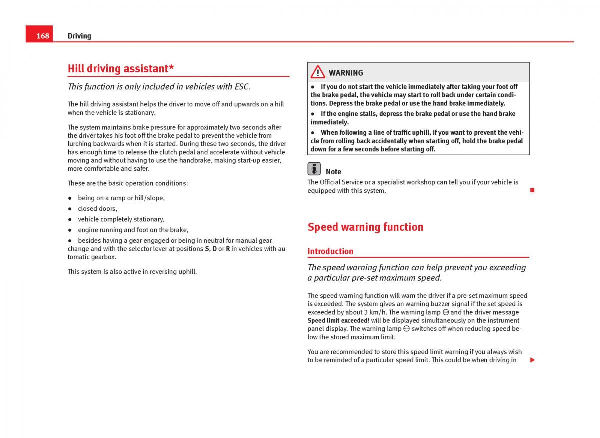 Seat Leon III 3 owners manual / page 170