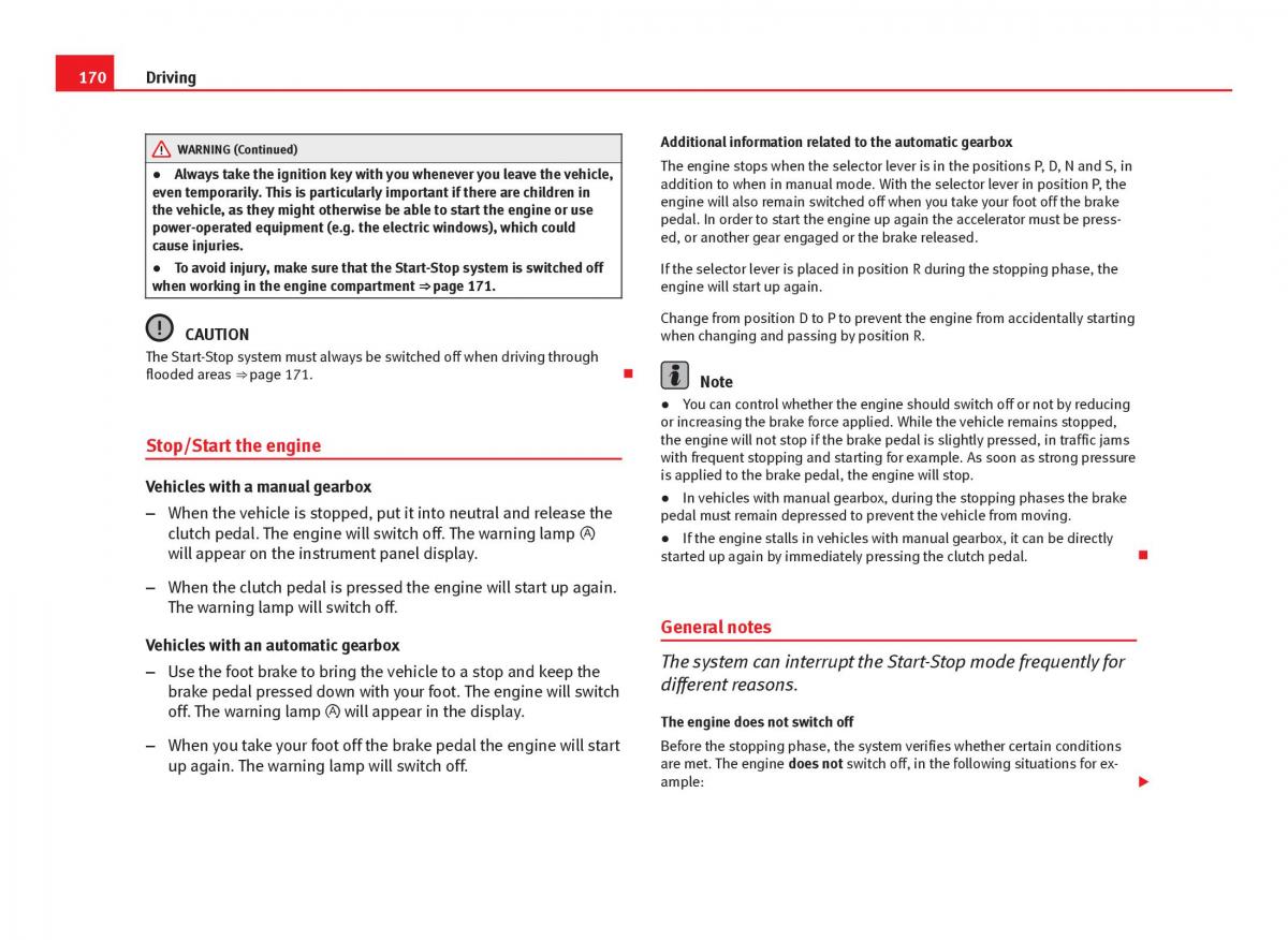 Seat Leon III 3 owners manual / page 172