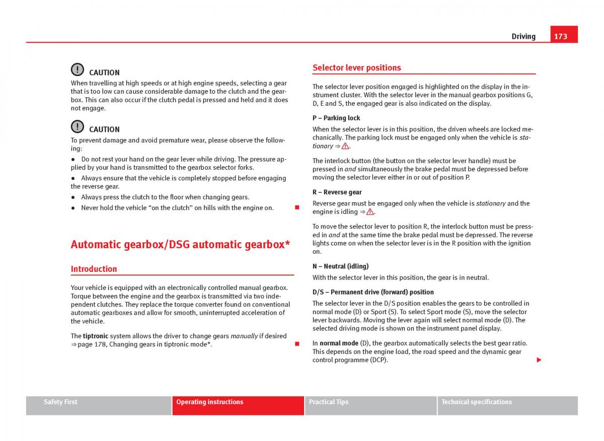 Seat Leon III 3 owners manual / page 175