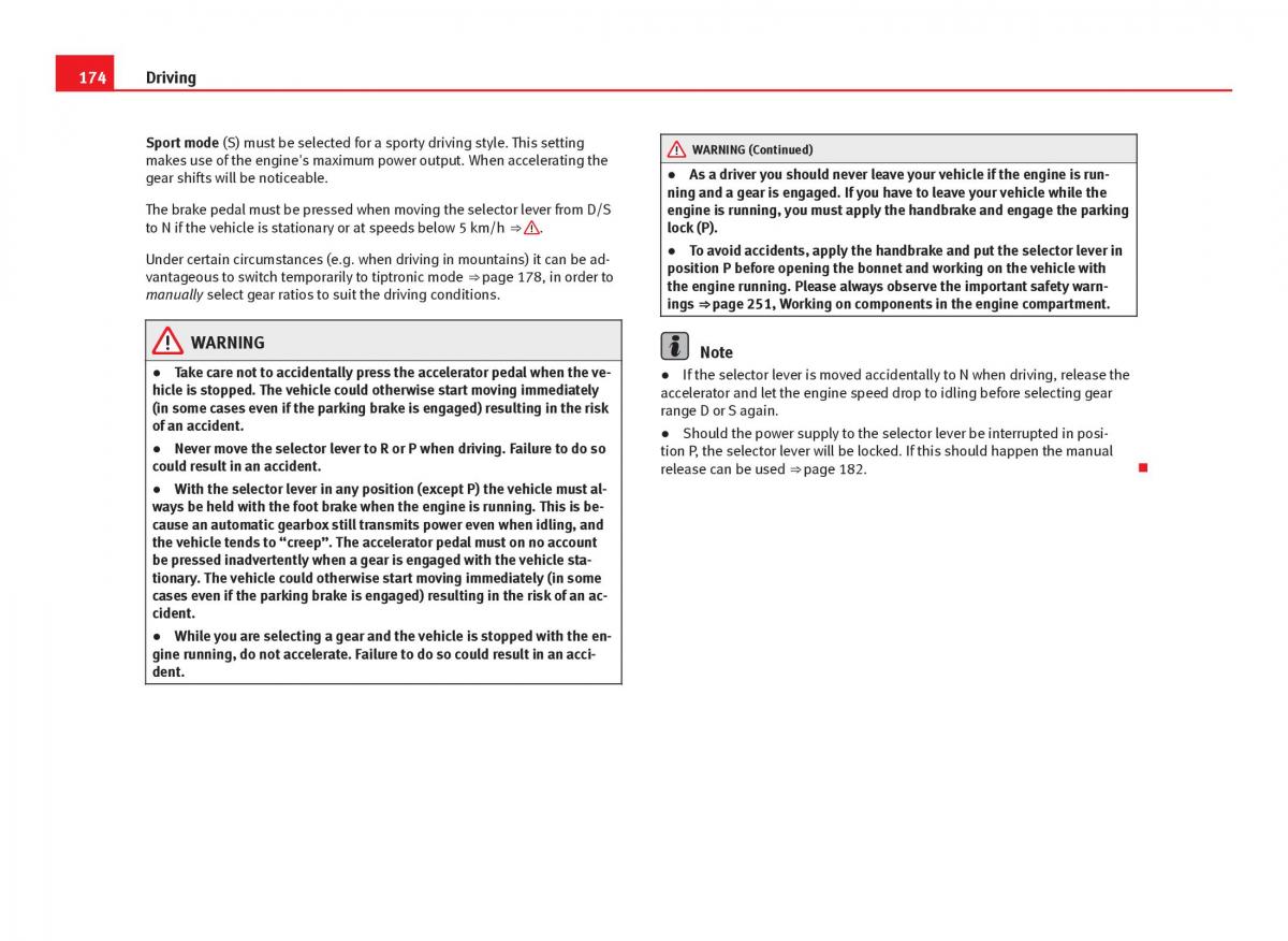 Seat Leon III 3 owners manual / page 176