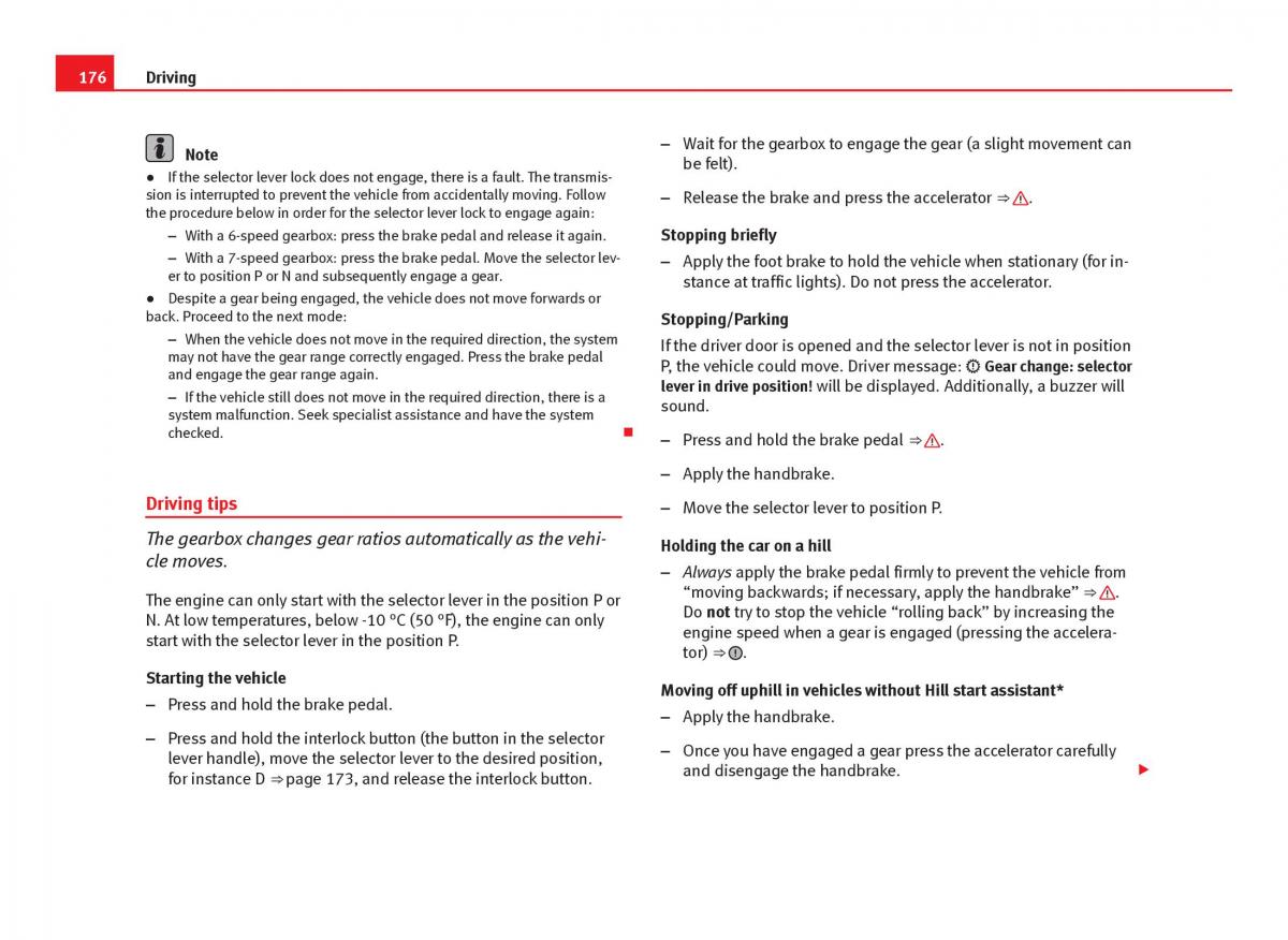 Seat Leon III 3 owners manual / page 178