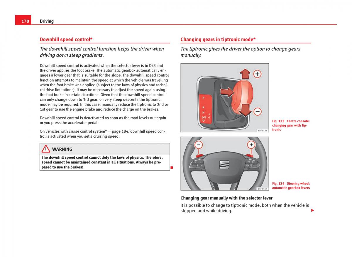 Seat Leon III 3 owners manual / page 180