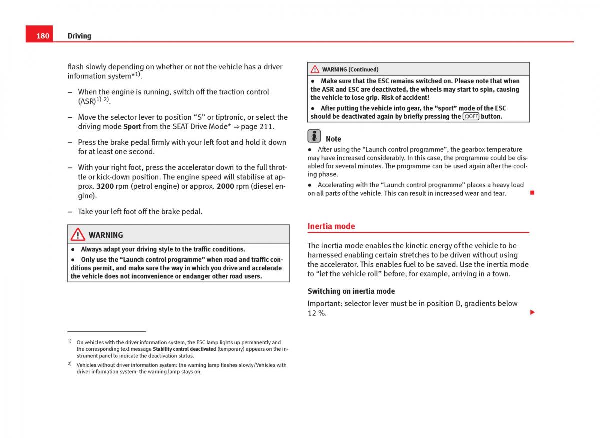 Seat Leon III 3 owners manual / page 182